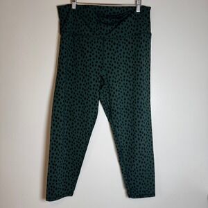 Aerie‎ Leggings XXLarge Green Black Spotted Athleisure Capris Women